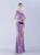 In Stock:Ship in 48 Hours Purple Sequins One Shoulder Beading Prom Dress