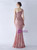 In Stock:Ship in 48 Hours Pink Sequins One Shoulder Beading Prom Dress