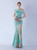 In Stock:Ship in 48 Hours Mint Green Sequins One Shoulder Beading Prom Dress