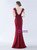 In Stock:Ship in 48 Hours Burgundy V-neck Pleats Beading Prom Dress