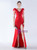 In Stock:Ship in 48 Hours Red V-neck Pleats Beading Prom Dress