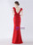 In Stock:Ship in 48 Hours Red V-neck Pleats Beading Prom Dress