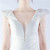 In Stock:Ship in 48 Hours White V-neck Pleats Beading Prom Dress