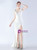 In Stock:Ship in 48 Hours White V-neck Pleats Beading Prom Dress