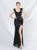 In Stock:Ship in 48 Hours Black Mermaid Sequins Feather Prom Dress