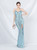 In Stock:Ship in 48 Hours Blue Mermaid Sequins Beading Feather Prom Dress