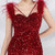  In Stock:Ship in 48 Hours Burgundy Sequins Split Prom Dress