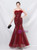 In Stock:Ship in 48 Hours Burgundy Mermaid Sequins Straps Prom Dress