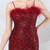 In Stock:Ship in 48 Hours Burgundy Mermaid Sequins Straps Prom Dress