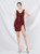 In Stock:Ship in 48 Hours Sexy Burgundy Sequins V-neck Short Party Dress