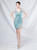 In Stock:Ship in 48 Hours Blue Sequins V-neck Split Beading Party Dress