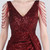 In Stock:Ship in 48 Hours Burgundy Sequins V-neck Split Beading Party Dress
