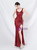 In Stock:Ship in 48 Hours Burgundy Sequins Straps Split Prom Dress