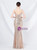 In Stock:Ship in 48 Hours Gold Sequins Split Spaghetti Straps Prom Dress
