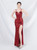 In Stock:Ship in 48 Hours Burgundy Sequins Split Spaghetti Straps Prom Dress