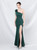 In Stock:Ship in 48 Hours Green One Shoulder Beading Prom Dress