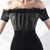 In Stock:Ship in 48 Hours Black Velvet Short Sleeve Party Dress