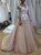 2017 New Arrive Champagne Wedding Dress with 3/4 Sleeves Fashion Illusion Neck Lace