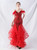 In Stock:Ship in 48 Hours Red Sequins Tulle Feather Party Dress