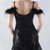 In Stock:Ship in 48 Hours Black Sequins Tulle Feather Party Dress