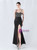 In Stock:Ship in 48 Hours Black Straps Split Beading Party Dress