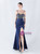 In Stock:Ship in 48 Hours Navy Blue Straps Split Beading Party Dress