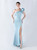 In Stock:Ship in 48 Hours Blue One Shoulder Beading Party Dress