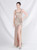 In Stock:Ship in 48 Hours Gold Sequins Straps Beading Slit Party Dress