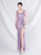 In Stock:Ship in 48 Hours Purple Sequins Straps Beading Slit Party Dress