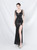 In Stock:Ship in 48 Hours Black Sequins Straps Beading Slit Party Dress