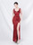 In Stock:Ship in 48 Hours Burgundy Sequins Straps Beading Slit Party Dress