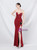 In Stock:Ship in 48 Hours Burgundy Mermaid Strapless Split Party Dress