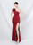 In Stock:Ship in 48 Hours Sexy Burgundy One Shoulder Split Party Dress