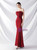In Stock:Ship in 48 Hours Burgundy Strapless Button Split Party Dress