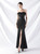 In Stock:Ship in 48 Hours Black Strapless Button Split Party Dress