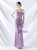 In Stock:Ship in 48 Hours Sexy Purple Sequins Straps Feather Party Dress