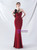 In Stock:Ship in 48 Hours Burgundy Mermaid Pleats Beading Party Dress