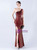 In Stock:Ship in 48 Hours Cheap Burgundy Sequins One Shoulder Party Dress