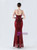 In Stock:Ship in 48 Hours Burgundy Straps Beading Sequins Party Dress