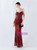 In Stock:Ship in 48 Hours Burgundy Straps Beading Sequins Party Dress