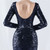 In Stock:Ship in 48 Hours Navy Blue Mermaid V-neck Sequins Party Dress