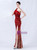 In Stock:Ship in 48 Hours Burgundy Split Mermaid Sequins Party Dress