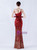 In Stock:Ship in 48 Hours Burgundy Split Mermaid Sequins Party Dress
