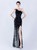 In Stock:Ship in 48 Hours Black Silver Split Mermaid Sequins Party Dress