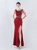 In Stock:Ship in 48 Hours Burgundy Mermaid Split Beading Party Dress