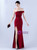 In Stock:Ship in 48 Hours Burgundy One Shoulder Party Dress