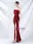 In Stock:Ship in 48 Hours Burgundy Mermaid Sequins Strapless Split Party Dress