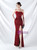 In Stock:Ship in 48 Hours Burgundy Mermaid Sequins Strapless Split Party Dress