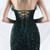 In Stock:Ship in 48 Hours Dark Green Mermaid Sequins Strapless Split Party Dress