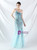 In Stock:Ship in 48 Hours Blue Mermaid One Shoulder Sequins Beading Party Dress